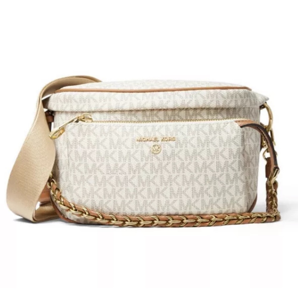 Michael Kors Slater Vanilla/Acorn Medium Sling Pack Messenger